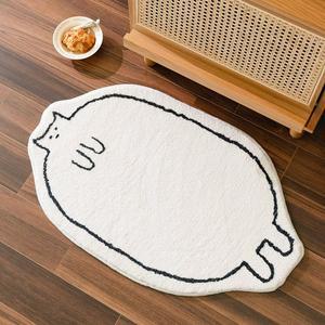 [한빛카페트]소두 뚱냥이 고양이 욕실 발매트 동물 미니러그 50x80cm