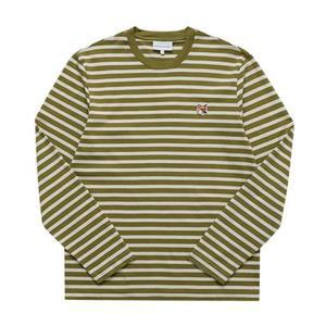 메종키츠네 긴팔 티셔츠 LM00105KJ0046S394 Free Khaki green stripes