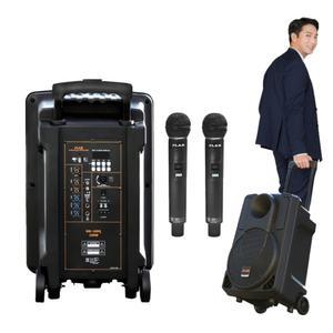 휴대용 충전식 블루투스 앰프 스피커 JLAB 제이랩 MK-130Q 무선마이크 2개 포함 핸드마이크 헤드셋마이크 2개 선택 버스킹용 행사용 캐리어형 이동식 180와트 버스킹앰프