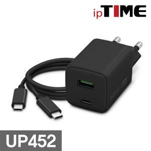 IPTIME UP452 충전기 TYPE C, TYPE A, 2PORT,  GaN CHARGER PD3.0 PPS지원,최대45W
