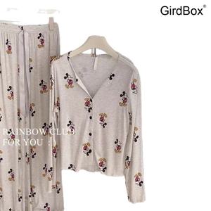 GirdBox 여성잠옷 미키마우스 냉감 긴팔 파자마 세트 홈웨어