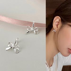 실버 리본 원터치 링 여름 귀걸이 (925silver)