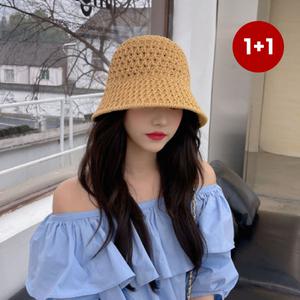 엔비 [1+1] 썸머밀짚모자 벙거지 썬캡 여성 여름 밀짚 모자 왕골 비치 라탄 골프 햇빛