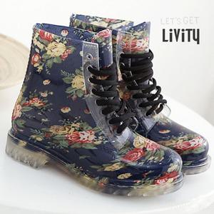 230-250mm 리비티 L0263 워커형 투명 미들 레인부츠 젤리슈즈 여자장화