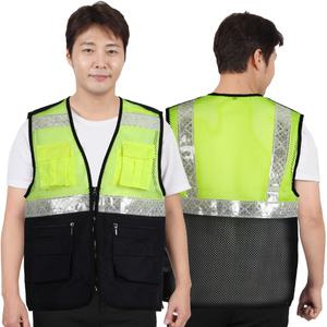 야광 안전 망사 조끼 현장 단체 여름 작업 형광 KOR01