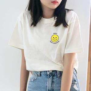 [험블스튜디오] 심플 스마일 로고 루즈핏 반팔티 아이보리