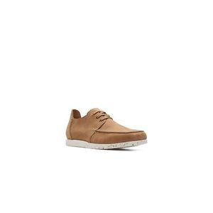 CLARKS COLLECTION 남성용 베이지색 샤크렐라이트 라운드 투 가죽 스니커즈 신발 7M 26164711