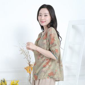 여름 인견 블라우스 여성 7부반팔 시원한 꽃무늬 5색상 데일리 어머니 할머니 선물용