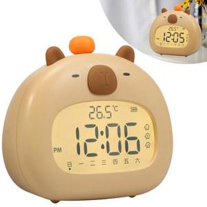 조명 알람 시계 800MAH CAPYBARA 근무일 귀여운 수면 충전식 모드 트레이너