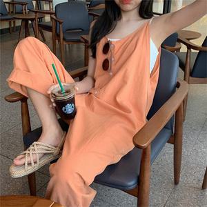루즈핏 민소매 롤업 배기 점프수트 T216
