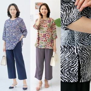 마미소 나염 인견 블라우스 국내생산 고급 시원한 찐 풍기인견 엄마 할머니 빅사이즈 40 60 마담 중년 여성 옷