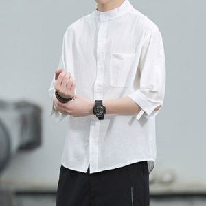 남성 7부 린넨셔츠 헨리넥 차이나카라 여름 쿨 루즈핏 셔츠3color