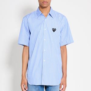 25 SS 꼼데가르송 플레이 스몰 블랙하트 로고 투톤 스트라이프 숏슬리브 셔츠 AX B022 051 1