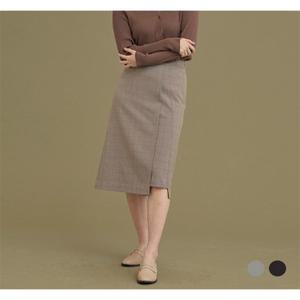 [클라비스][클라비스]솔리드체크 롱 스커트(CVWHA4902M).