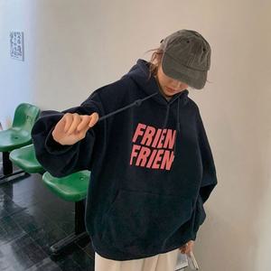 여성 겨울티셔츠 드롭숄더 기모 후드 F레터링 티셔츠