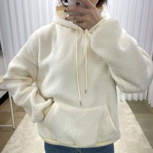 여성 겨울 후리스 후드 티셔츠 따뜻한 편한