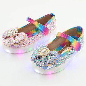 베니 꽃 장식 아동 학생 키즈 주니어 여아 LED구두