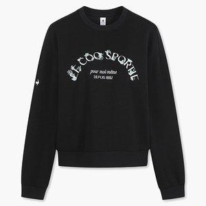 [르꼬끄] 여성 더블텐션 루즈핏 크루넥 맨투맨 QP122OFS11 BLK