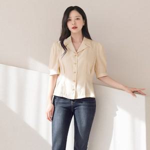 ( XXL까지) 다이너 카라 퍼프소매 페플럼 블라우스 봄 가을 오피스 하객룩 데이트 모임 미시 빅사이즈