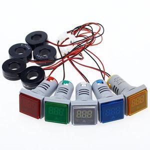 호환 사각형 LED 디지털 전압계 전류계 전압 게이지 전류 측정기 AC 60-500V 0-100A D18