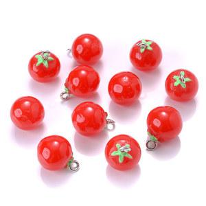 10PCS 13X17MM FAHION 수 지 펜 던 트 시뮬레이션 DIY 쥬얼리에 대 한 작은 토마토 매력 목걸이 귀걸이 ACCESSOIES 만들기