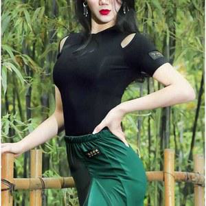 라틴댄스복 방송 탱고 댄스복 민소매 라티나 볼룸 긴소매 상의