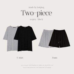 [핫핑](센텀시티점)프리데이 루즈핏 반팔+밴딩 반바지 트레이닝세트 P000CPVQ