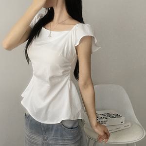 밴딩 스모크 오프숄더 반팔 블라우스 to-2537c