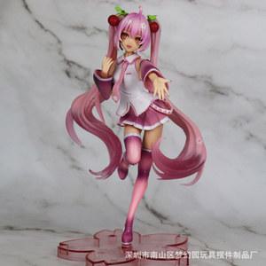 애니메이션 일본 가상 가수 하츠네 미쿠 핑크 사쿠라 동화 원더랜드 카와이 피규어 PVC 모델 장난감 인형 선물 20cm 신제품