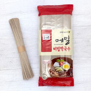 봉평촌 메밀 비빔막국수 600g 국내산 메밀 사발 면 사리 비빔 매콤한 양념장 소스 포함 시원한 여름철 별미