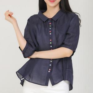 여성 루르핏 블라우스 7부 셔츠 린넨 상의 편한 시원한 엄마옷 미시옷