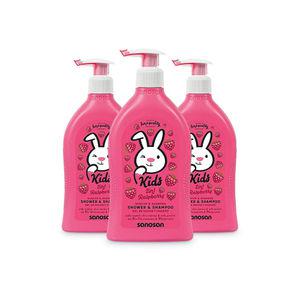Sanosan 사노산 2in1 샤워 앤 샴푸 400ml x 3개 라즈베리 칠드런 올리브 밀크 단백질