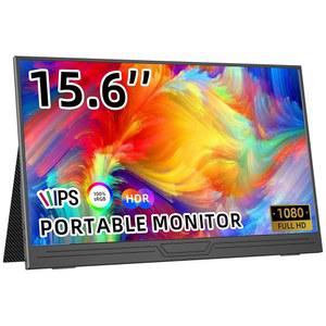 JSHIX 휴대용 모니터, 노트북용 15.6인치 FHD 노트북 HDMI USB C IPS 외장 PC폰용 듀얼 스피커 게이밍 모니터 내장