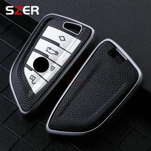 부드러운 가죽 자동차 원격 키 케이스 커버, 키리스 쉘 포브, BMW X1 X3 X5 X6 X7 1 3 5 6 7 시리즈 G20 G3