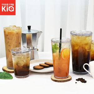 키오 PC방컵 트라이탄컵 V뚜껑컵 버블티 국내생산 투명 로고인쇄가능 애견카페 빨대컵