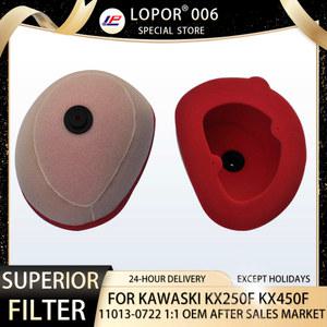 Lopor 듀얼 스테이지 폼 에어 필터 오프로드 오토바이용, 가와사키 250 450 CC KX250F KX450F 2006-2016 11013-0722 KX F KX250 KX450
