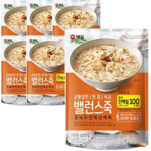죽 삼계죽 통녹두죽 샘표 밸런스죽 통녹두 전복삼계죽 420gX6개 샘표밸런스죽 전복죽
