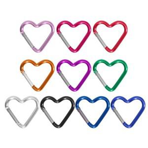 하트 모양 스냅 후크 Carabiner 후크 클립 키 홀더 야외 여행 산책을위한 알루미늄 합금 키 체인 클립