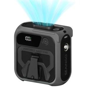 SEAINGO 휴대용 허리 선풍기 충전식 - 10000mAh, 최대 42피트/s, 5단 속도 16,000RPM, 개인용 쿨링 웨어러블 클립 바디 벨트 셔츠 선풍기, 캠핑 여행 야외용 조명이 달린
