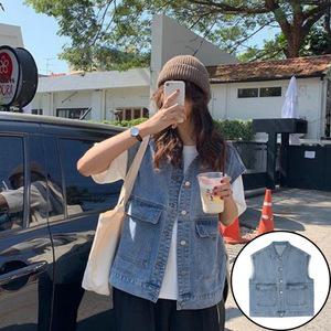 오버핏 중청 데님 베스트 박스핏 청조끼 나시형 체형커버 아우터조끼