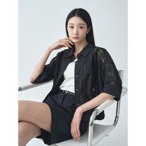 [하프클럽/지센]시쓰루체크 아웃포켓 셔켓형 블라우스 LCWSO530_BK
