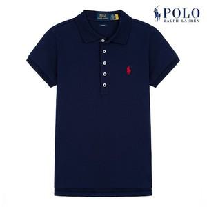 [POLO RALPH LAUREN] 폴로 랄프로렌 여성 슬림핏 스트레치 반팔 카라티 네이비 [5 버튼]