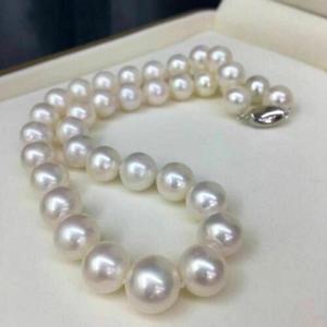 AAAA 남중국해 화이트 천연 진주 목걸이, 화려한 팔찌, 9-10mm, 16in, 18