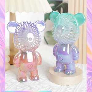 미니 핸드헬드 선풍기 귀여운 곰 USB 충전 데스크탑 휴대용 기숙사 가정 사무실 선물 학생 야외 포켓 여행