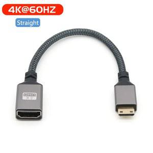 영상선 4K 미니 HDMI 호환 암 엘보 짧은 케이블 HD 표준 비디오 변환 카메라 연결에 사용
