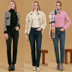 [뱅뱅]22FW 뱅뱅 여성 기모 슬림 스트레이트핏 데님 3종