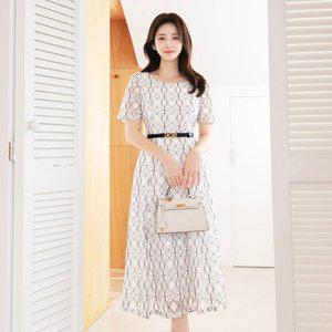 [시크라인] 뉴아드 벨티드 플레어 레이스 원피스