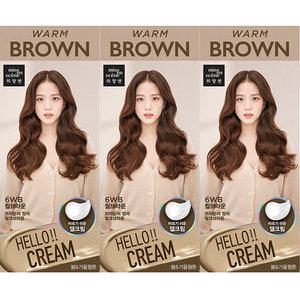 미쟝센 헬로크림 염색약 6WB 웜브라운 NEW X 3개 초기새치커버 퍼스널컬러