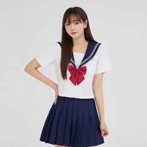 교복몰 (대여) 화이트 네이비 플리츠 세라복 (반팔)