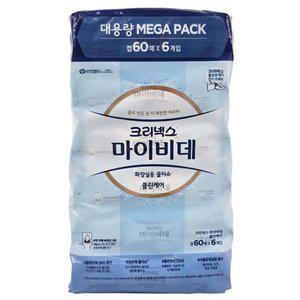 크리넥스 마이비데 클린케어 화장실용 물티슈 캡형 60매 6개입 무료배송